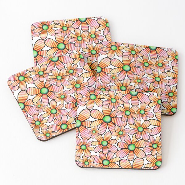 Item preview, Doodle Orange Color Bright Flower Pattern designed and sold by eviesfashion.