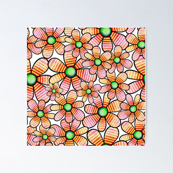 Item preview, Doodle Orange Color Bright Flower Pattern designed and sold by eviesfashion.