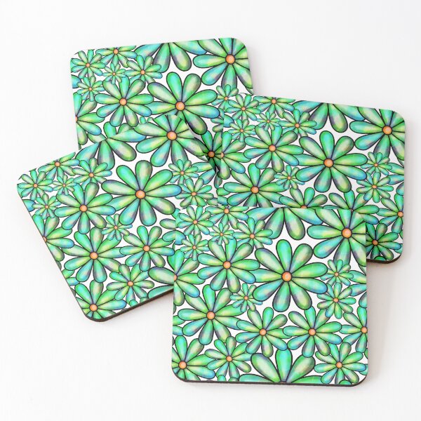 Item preview, Doodle Green Color Bright Flower Pattern designed and sold by eviesfashion.