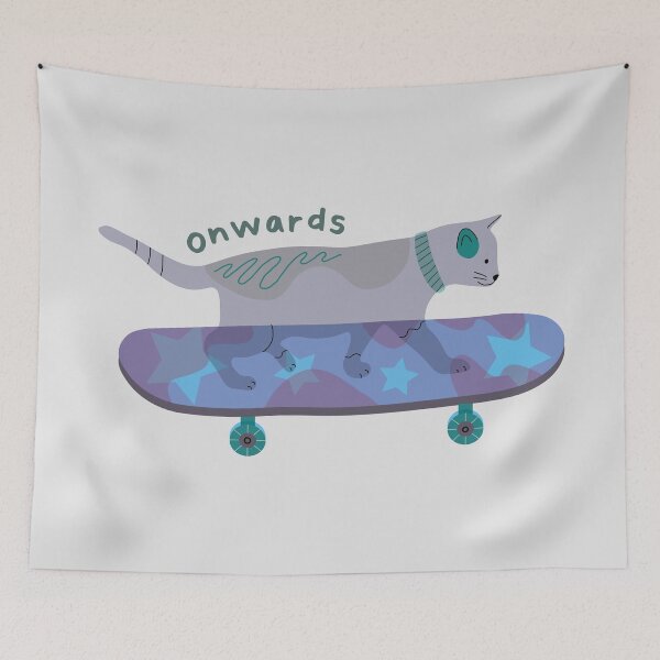 Item preview, Onwards - Cat on a Skateboard - Quotes designed and sold by aaalou.