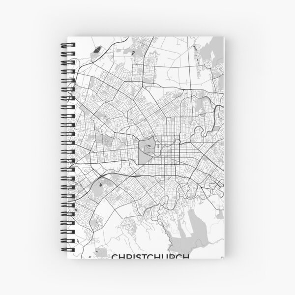 Christchurch Map Gray Spiral Notebook