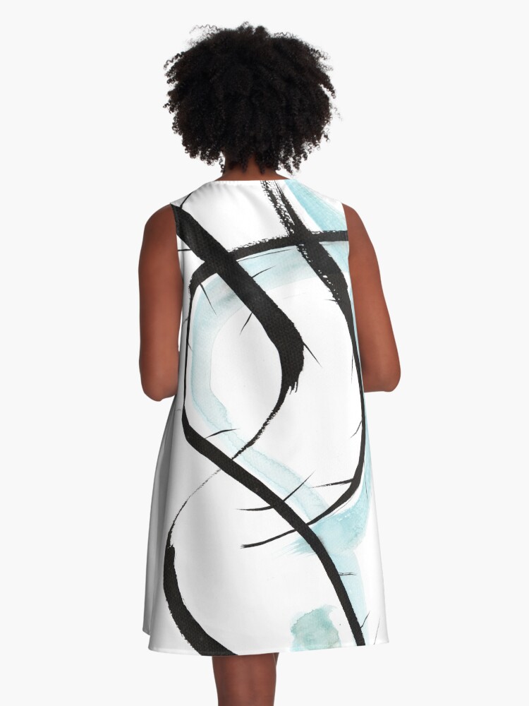 Thumbnail 3 of 4, A-Line Dress, meditative ink drawing "introspire III" designed and sold by Marlene Wagenhofer.