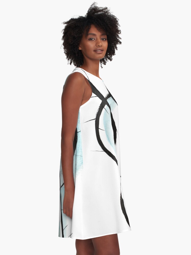Thumbnail 2 of 4, A-Line Dress, meditative ink drawing "introspire III" designed and sold by Marlene Wagenhofer.
