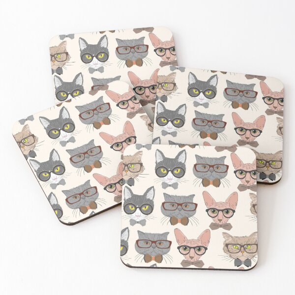 Item preview, Cats wearing glasses designed and sold by Comfy Creations.