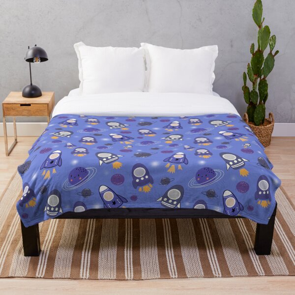 Item preview, Linda nave espacial azul de patrones sin fisuras designed and sold by introvy.
