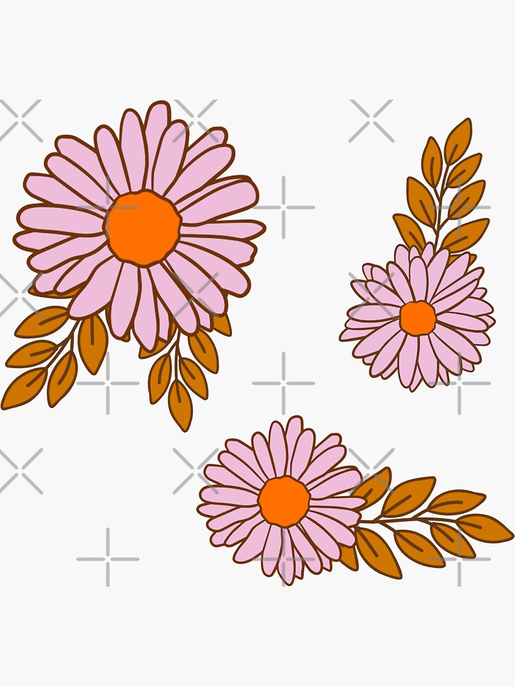 Boho Daisy Stickers Hippie Groovy Stickers Retro Flowers Self