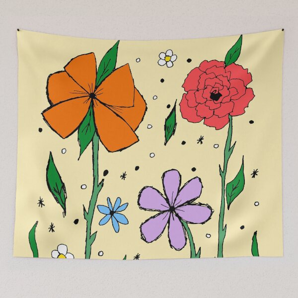 Item preview, Botanical Nature Spring Flower Garden - Pastel Yellow Background designed and sold by jays-artworks.