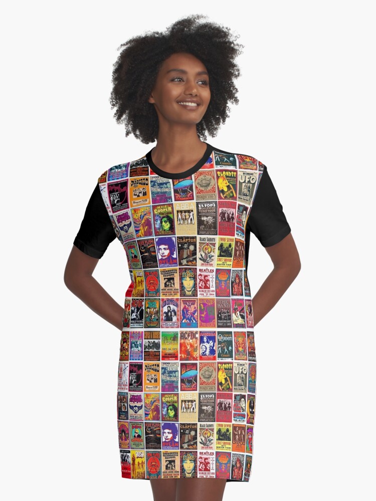 Vintage Rock Band Concert Posters, 70s 80s 90s Retro Music Graphic T-Shirt  Dress for Sale by eulatucker