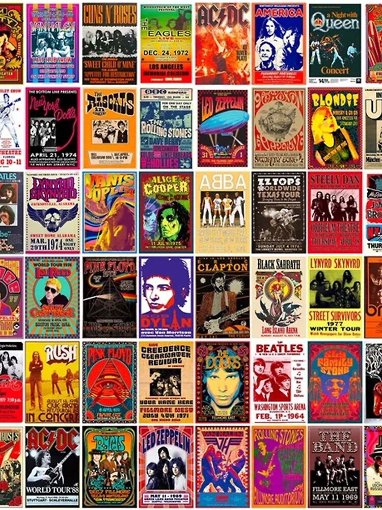 Vintage Rock Band Concert Posters, 70s 80s 90s Retro Music A-Line