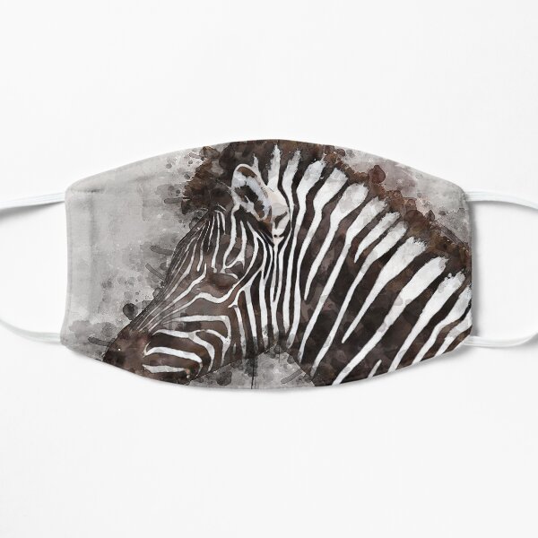 zebra watercolor Flat Mask