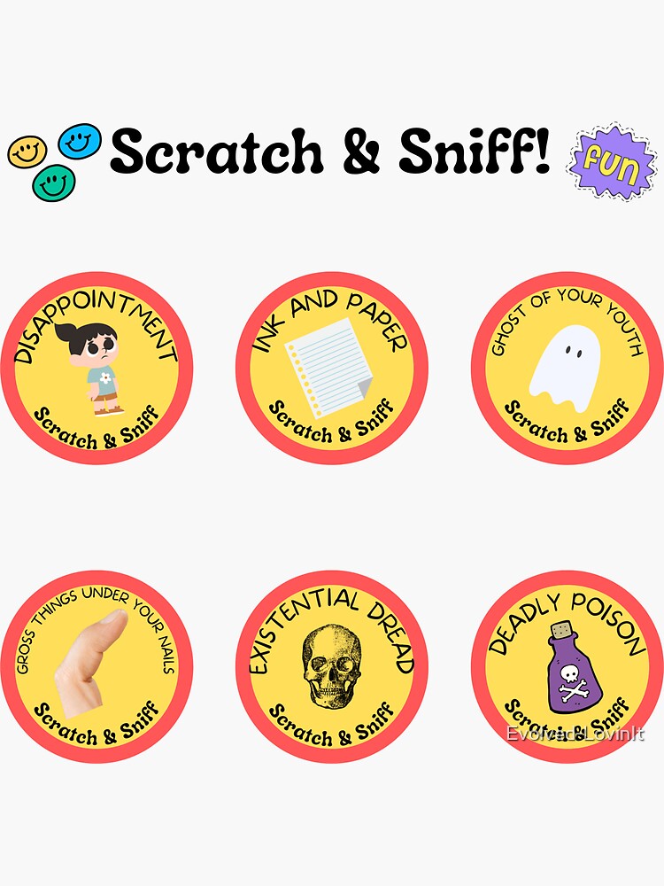 "Dark Humor Scratch and Sniff Funny Sticker Pack" Sticker for Sale by