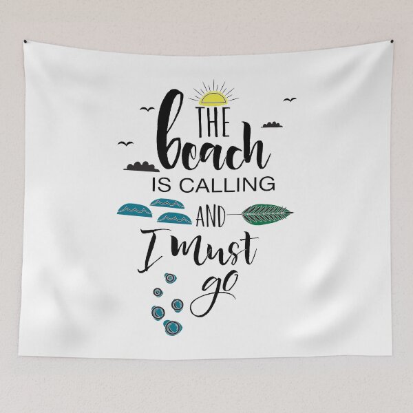 Item preview, Beach is calling & I must go - Black white designed and sold by Unaiza Khalid.