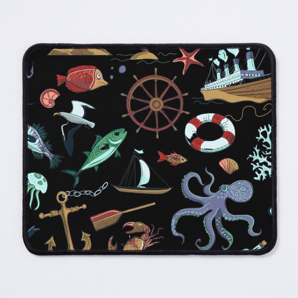 Item preview, Aquatic and nautical wonderland on black designed and sold by FGCART.