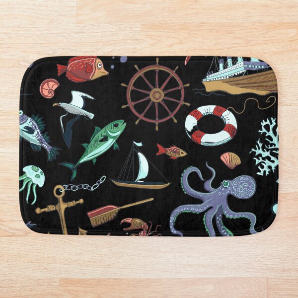 Item preview, Aquatic and nautical wonderland on black designed and sold by FGCART.