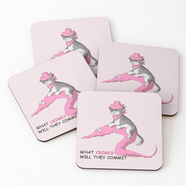 Item preview, cowboy cat and worm (pink) designed and sold by papercreatyre.
