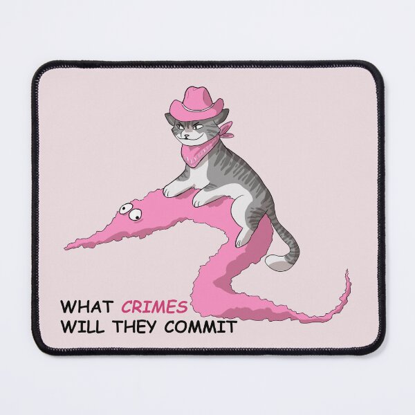 Item preview, cowboy cat and worm (pink) designed and sold by papercreatyre.
