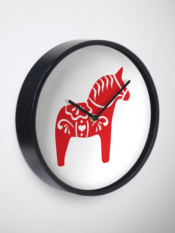 "Dala Horse" Clock by JoniandCo Redbubble