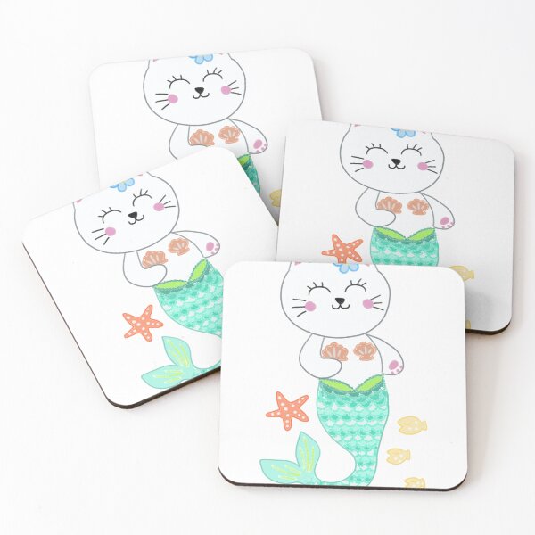 Item preview, Purrmaid cartoon in water color texture designed and sold by de-creartique.