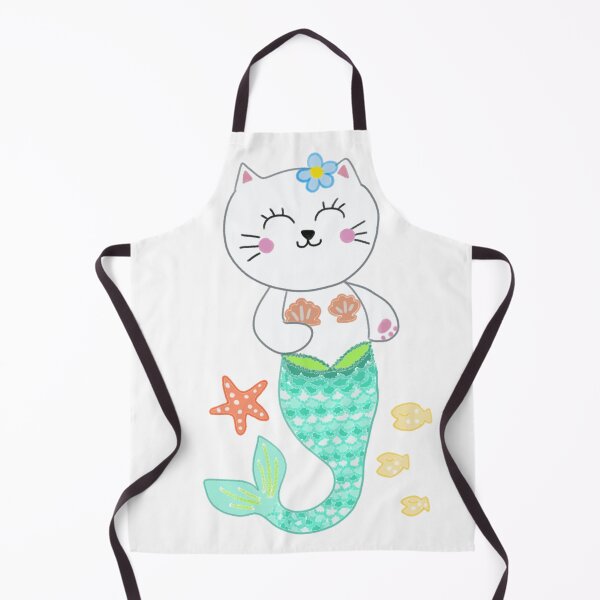 Item preview, Purrmaid cartoon in water color texture designed and sold by de-creartique.