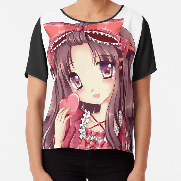 Cute Lolita Anime Manga Girl Kawaii Valentine Graphic T-Shirt for