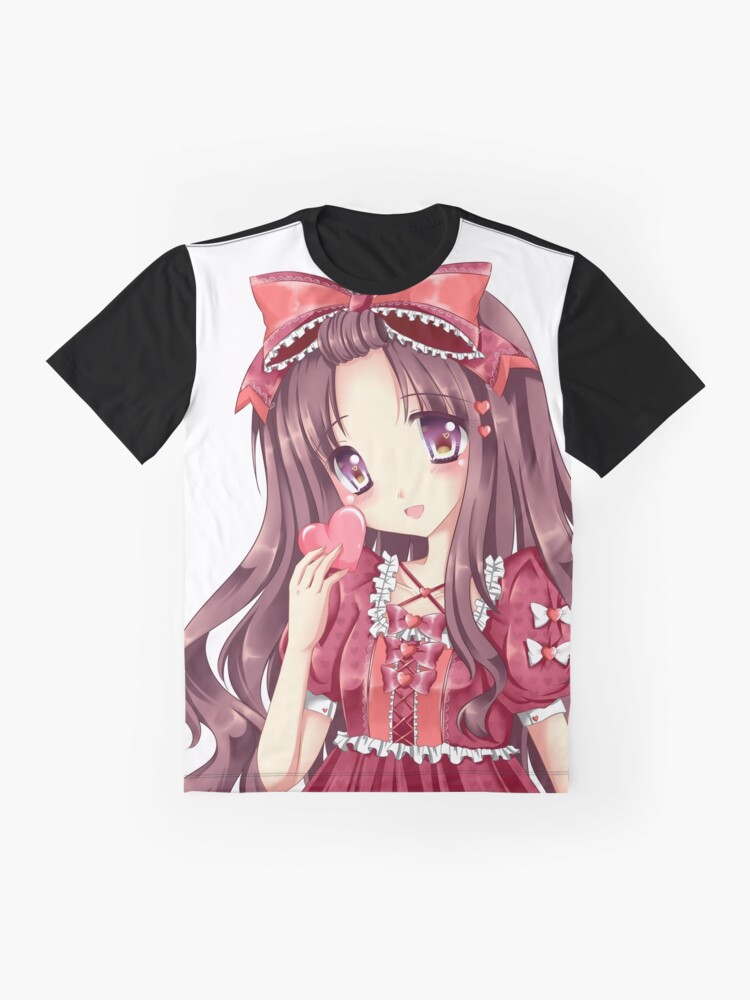 Cute Lolita Anime Manga Girl Kawaii Valentine Graphic T-Shirt for