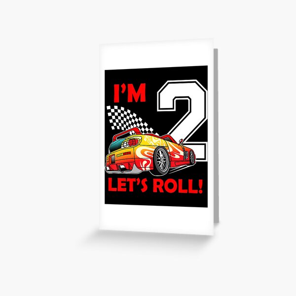 8ème anniversaire de voiture de course pour enfants - Roller Rollin Into 8  | Carte de vœux