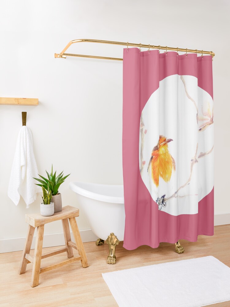 Alternate view of Aquarelle bird Shower Curtain