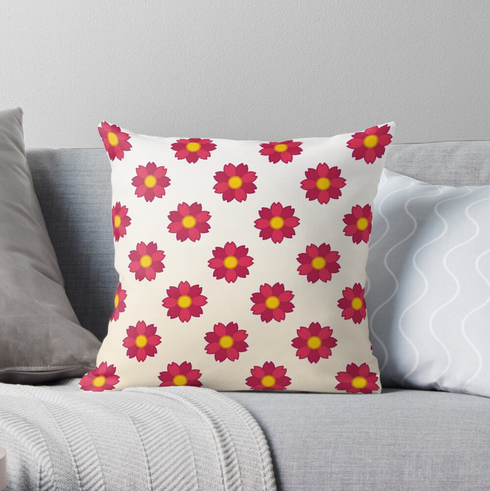 Red small flowers pattern Throw Pillow