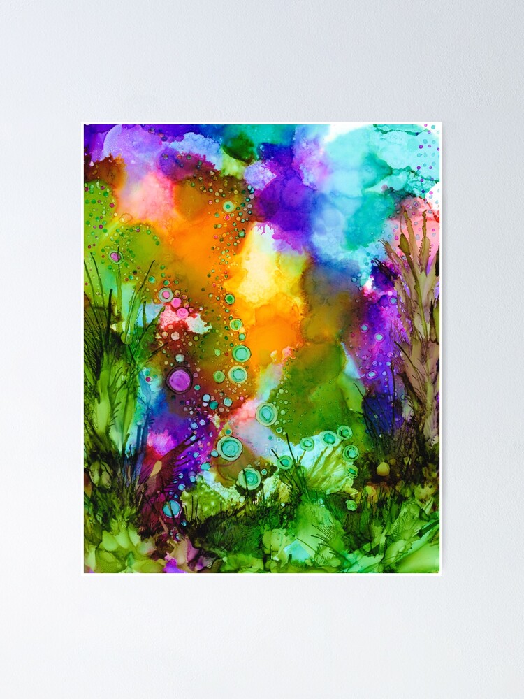 Fantasy, Alcohol Ink, Yupo Paper, Original Painting, Cool Tones, Abstract,  Fluid Artwork, Original Art 