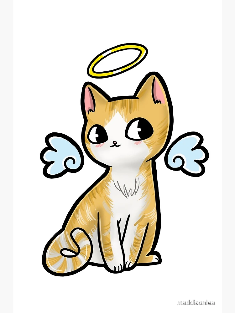 Kawaii Angel Cat Art Print
