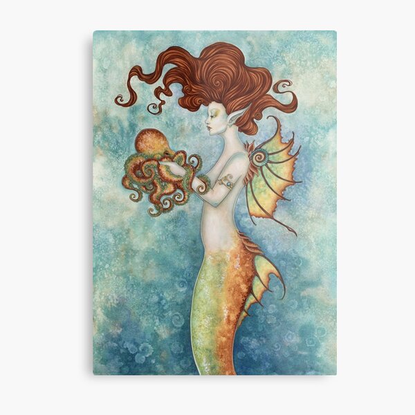 Aperçu de l'œuvre Sirène et poulpe créée et vendue par AmyBrownArt.