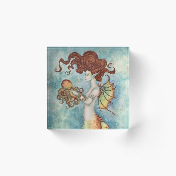 Mermaid and Octopus Acrylic Block