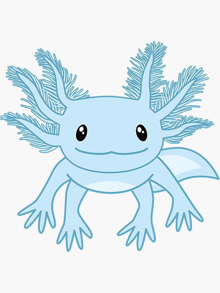 "Blue Kawaii Axolotl Cute" Sticker For Sale By Xmjajd | Redbubble