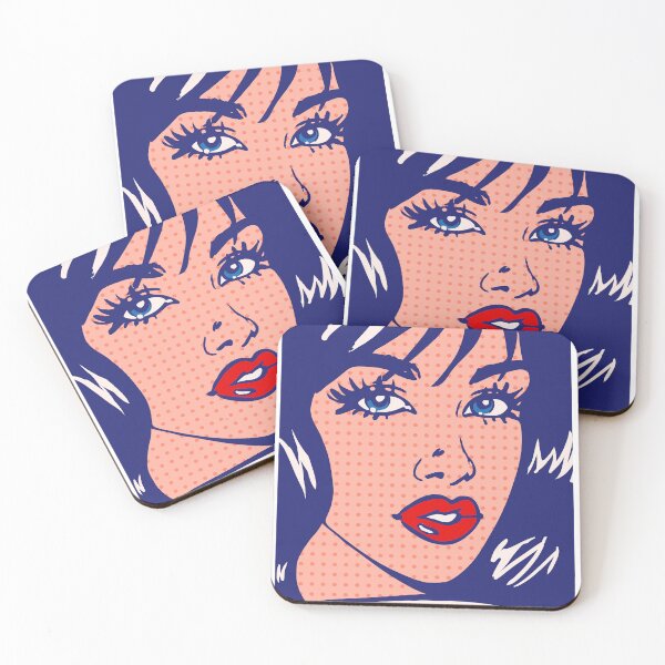 Item preview, Pop art | Portrait beautiful girl with dark blue hair with red lips designed and sold by AnnaRuz.