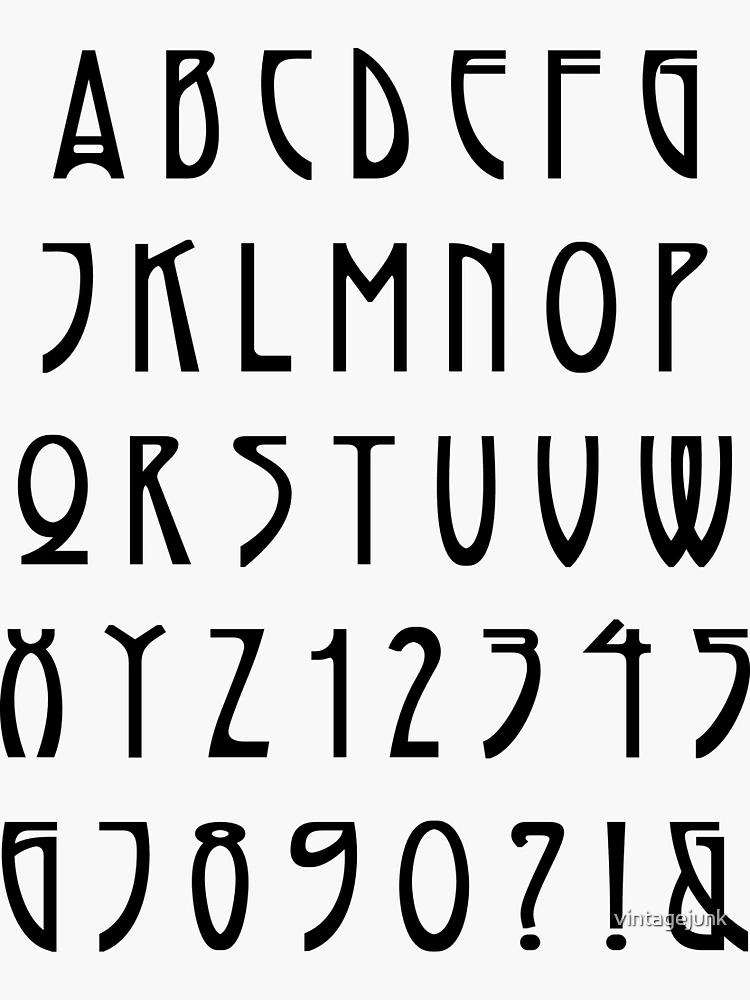 ART DECO 20s Alphabet Stencil 1 Inch 1920's Vintage Font Set Letters Sheet  S576