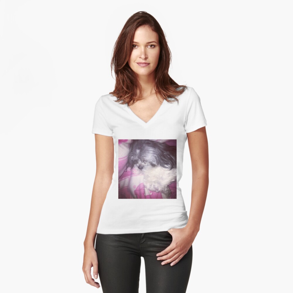 Puppy Love Fitted V-Neck T-Shirt