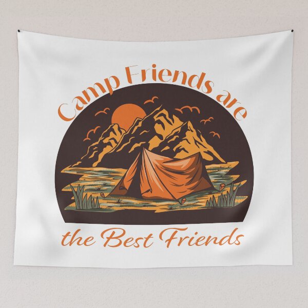 Item preview, Camp Friends are the Best Friends - Beige Mountains designed and sold by Unaiza Khalid.