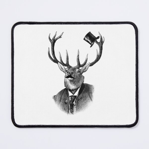 Item preview, Funny deer portrait (black and white) designed and sold by Madame Memento.