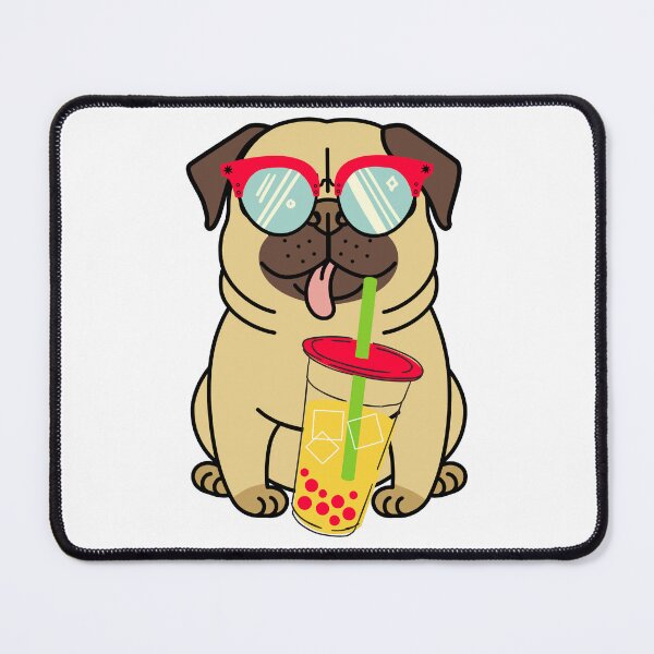 Item preview, Cute Kawaii Bulldog Wearing Glasses Drinking Boba Tea designed and sold by Rhu Creations.