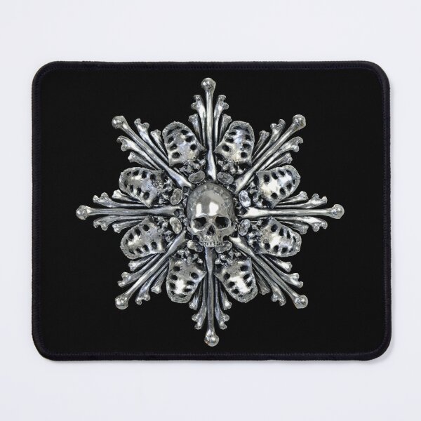 Item preview, Skull and Crossbones Monstrance Symbol Halloween Skull Design (Skull Jewelry Metal Silver Chrome Skulls Sedlec Ossuary) designed and sold by Mechanical Whispers.