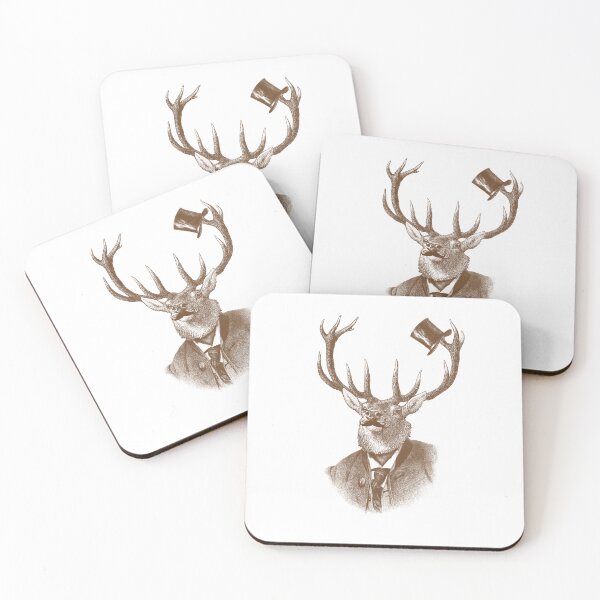 Item preview, Funny deer portrait (brown and white) designed and sold by Madame Memento.