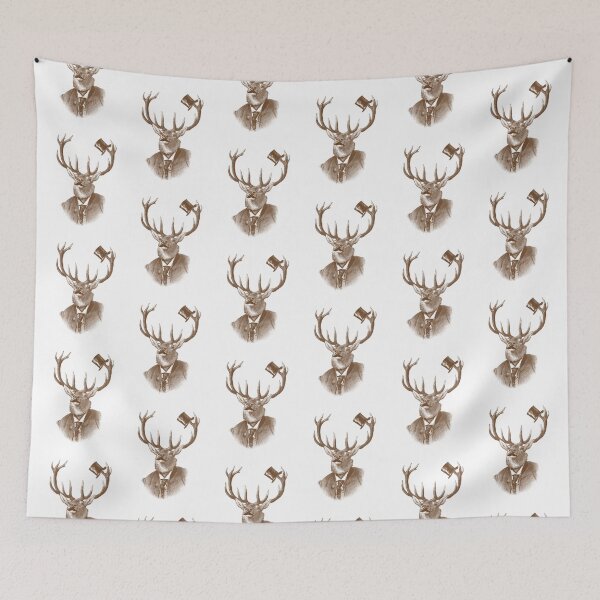 Item preview, Funny deer portrait (brown and white) designed and sold by Madame Memento.