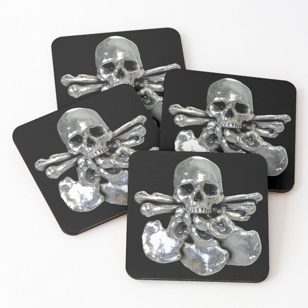 Item preview, Skull and Crossbones Flower Symbol Halloween Skull Design (Skull Jewelry Metal Silver Chrome Skulls Sedlec Ossuary) designed and sold by Mechanical Whispers.