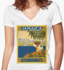 Jamaica Women's Fitted V-Neck T-Shirt