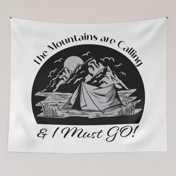 Item preview, The Mountains are Calling & I must go - Black designed and sold by Unaiza Khalid.