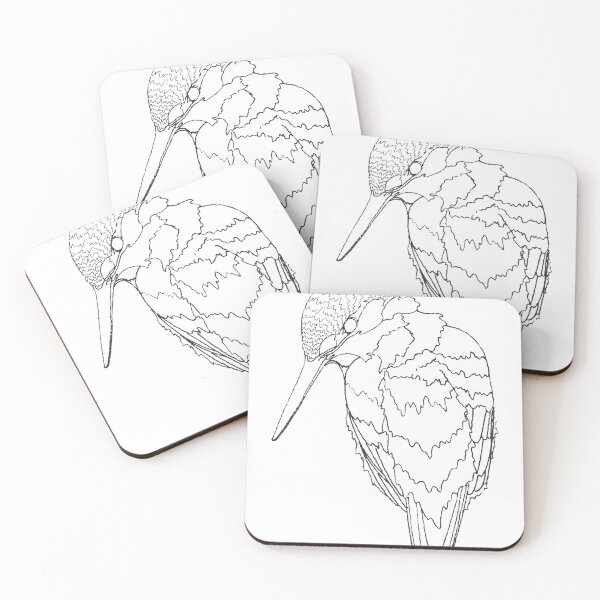 Item preview, Kingfisher black and white line art designed and sold by PetitMartin.