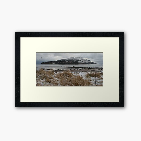 Holy Isle in winter Framed Art Print