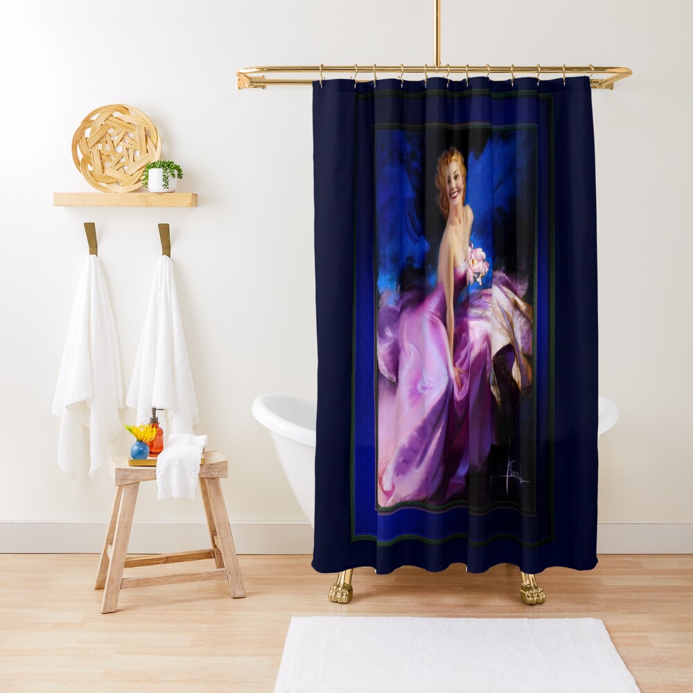 Satin Rose by Rolf Armstrong Remastered Vintage Art Xzendor7 Reproduction Shower Curtain