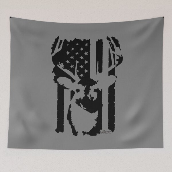 Item preview, Whitetail Buck with American Flag, Deer Hunter Flag Design designed and sold by LifeCrush.