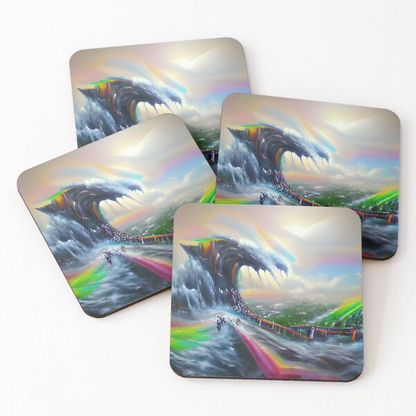 Item preview, AI Generated Art, Rainbow Tidal Wave designed and sold by ACC .